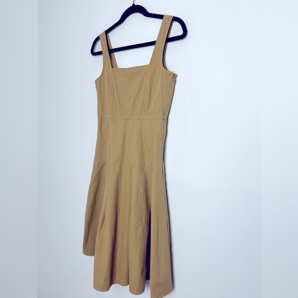 J.Crew Pleated A-Line Chino Dress In Khaki Tan Cotton Preppy Schoolgirl Size 0 - Picture 4 of 12